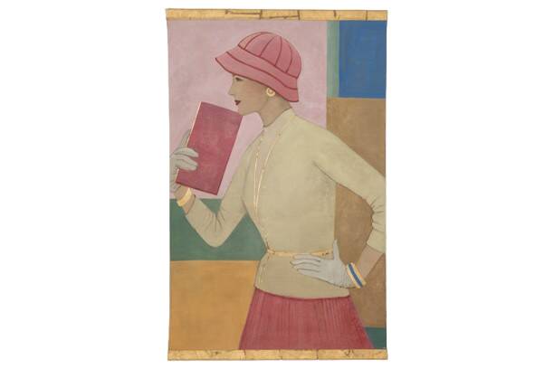 Painted canvas depicting a woman from the 1950s. Contemporary work.
