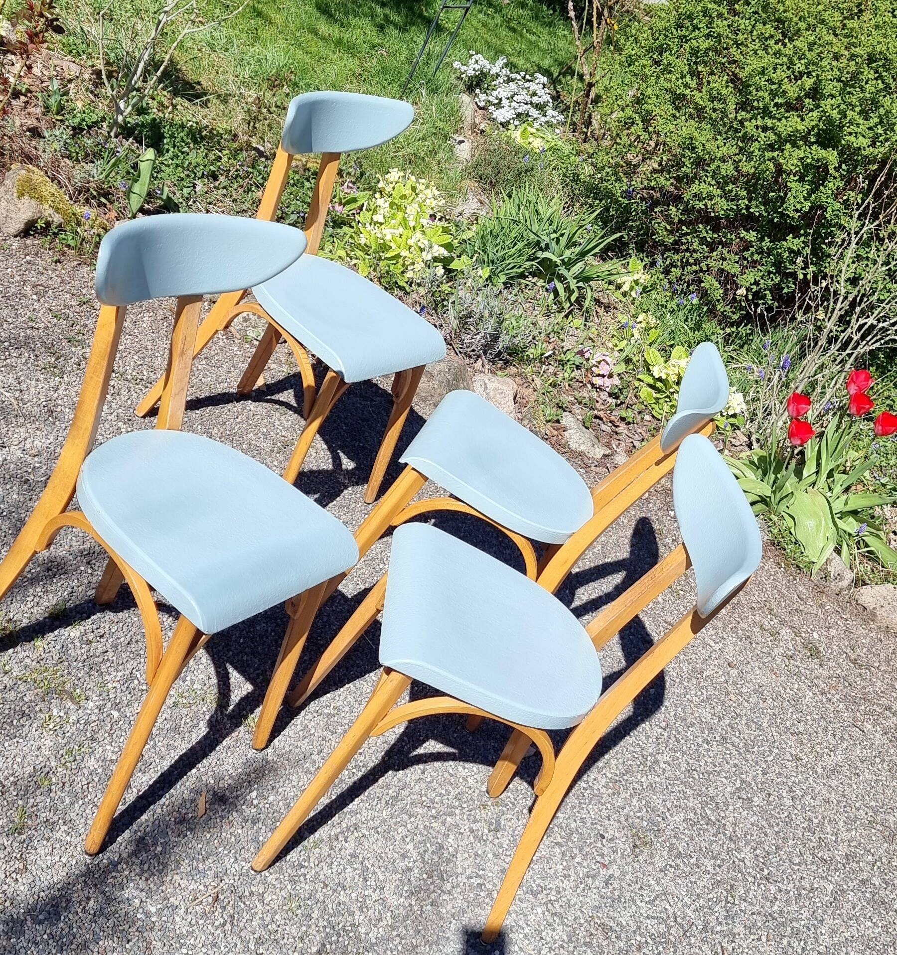 Set of 4 Luterma banana model bistro chairs from the 1960s.