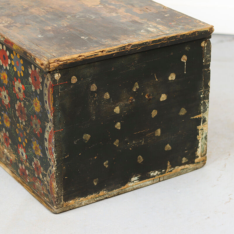 Antique Folk Art Painted bridal chest