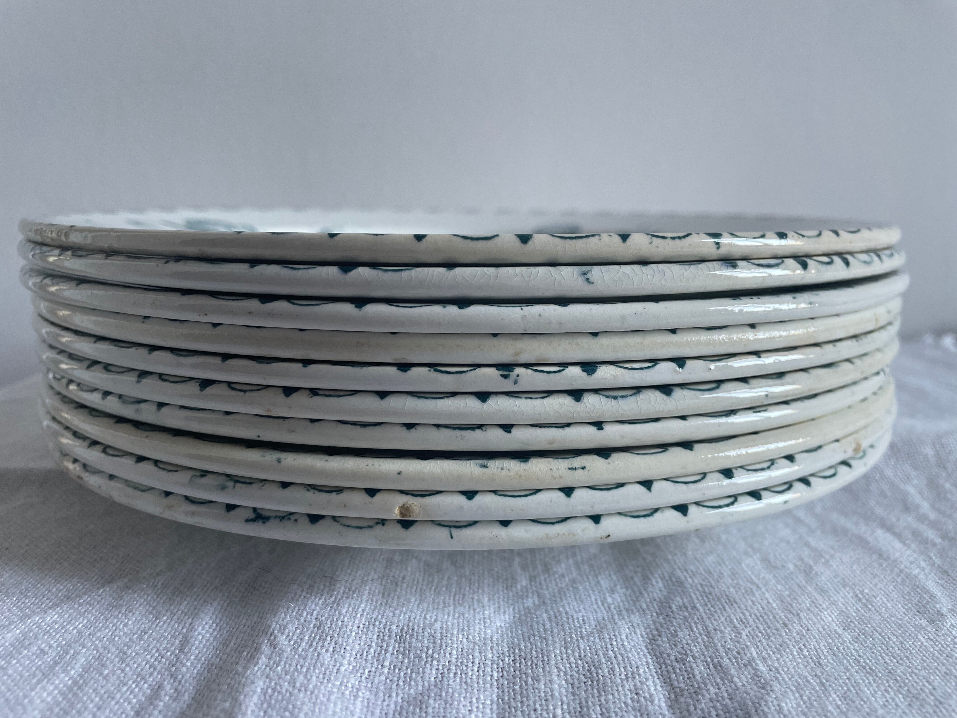 Set of 10 flat plates Terre de Fer XIXth, "Madrid"