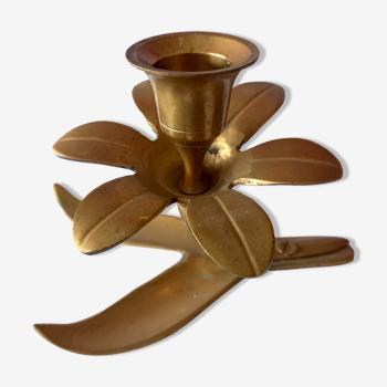 Brass candlestick in the shape of a 70s flower