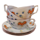3 cups and saucers in fine porcelain