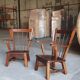 Pair of Brutalist oak armchairs, 1970