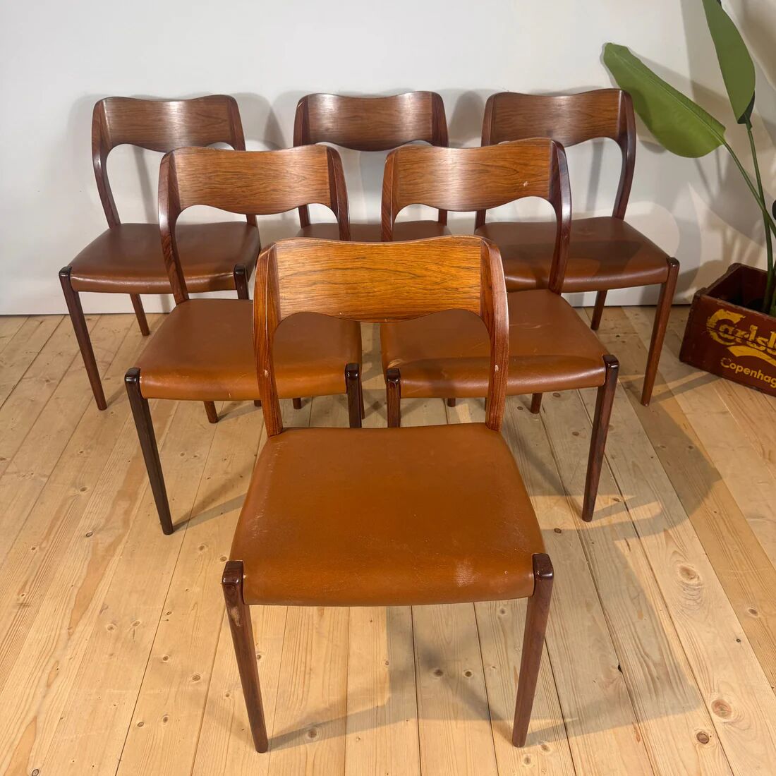 Set of 6 Model 71 chairs by Niels Otto Møller, 1960s