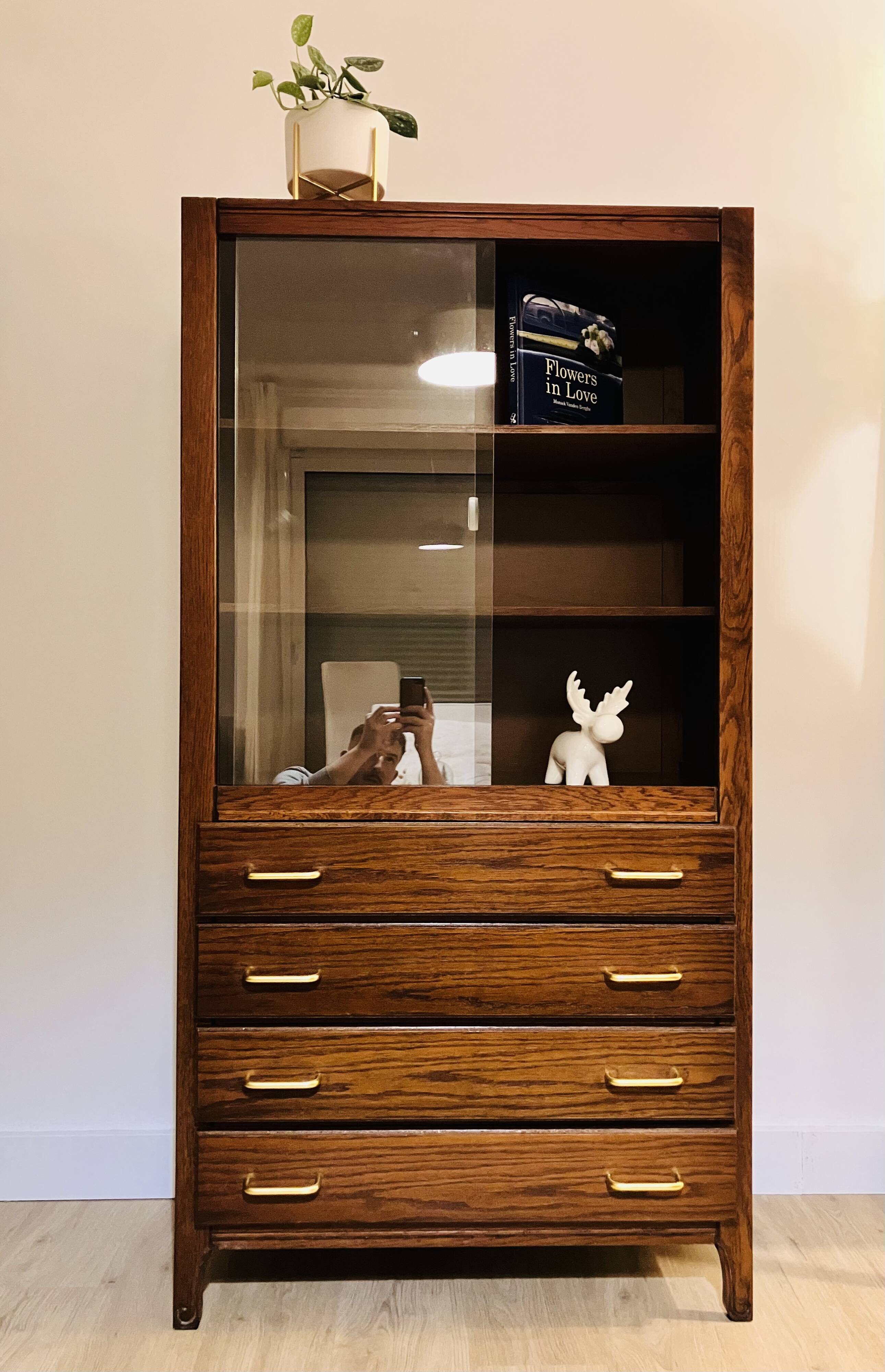 Vitrine commode bois année 70