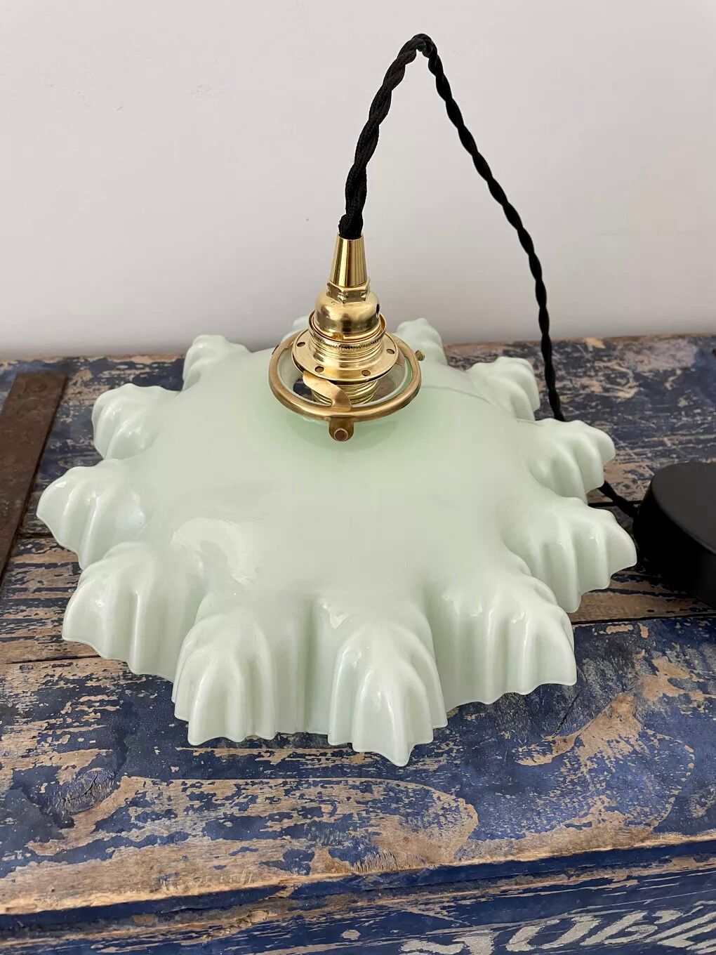 Vintage pendant lamp in electrified pastel opaline to nine