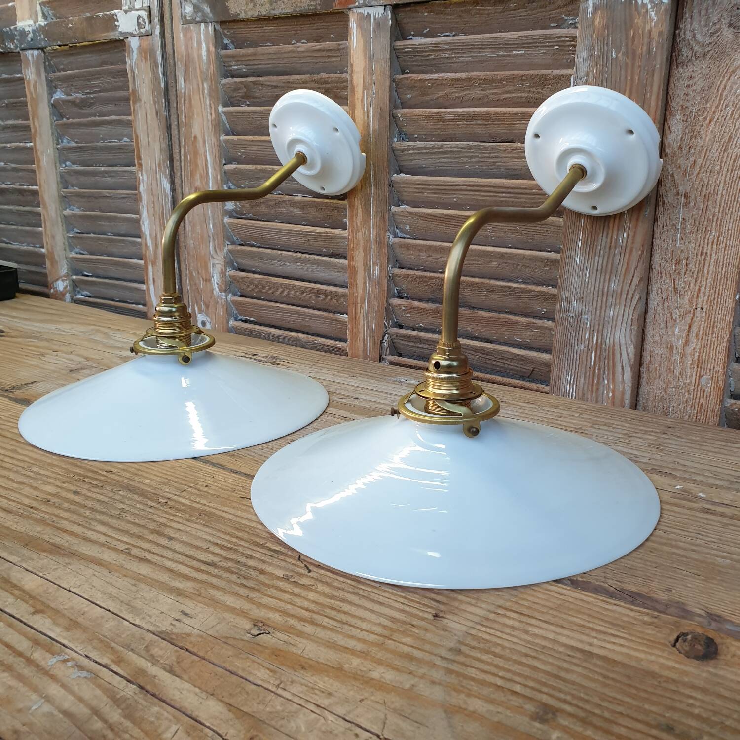 White opaline swan neck wall lights