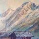 Huile sur panneau "Paysage village Alpin "