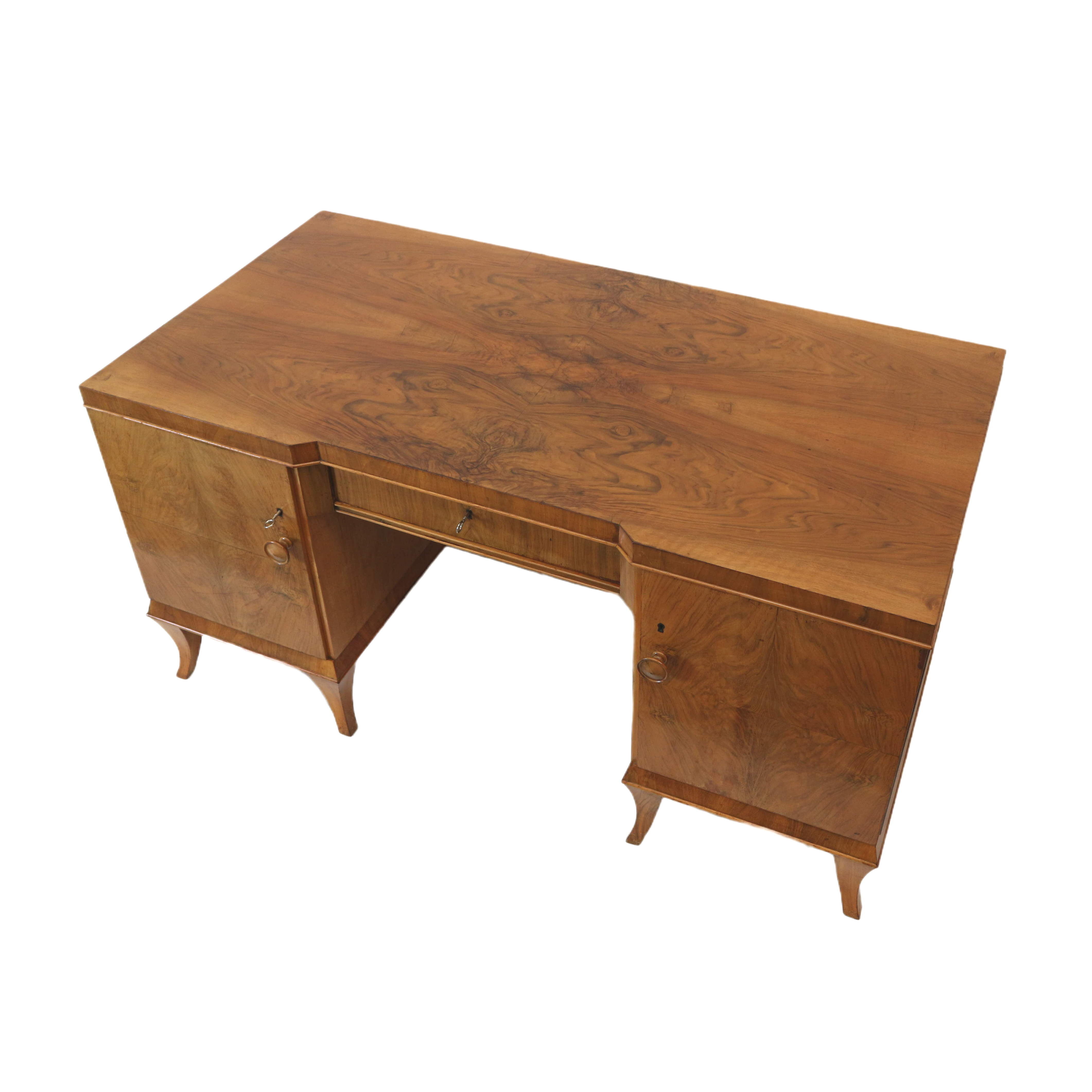 Vintage walnut desk made in the 1950s
