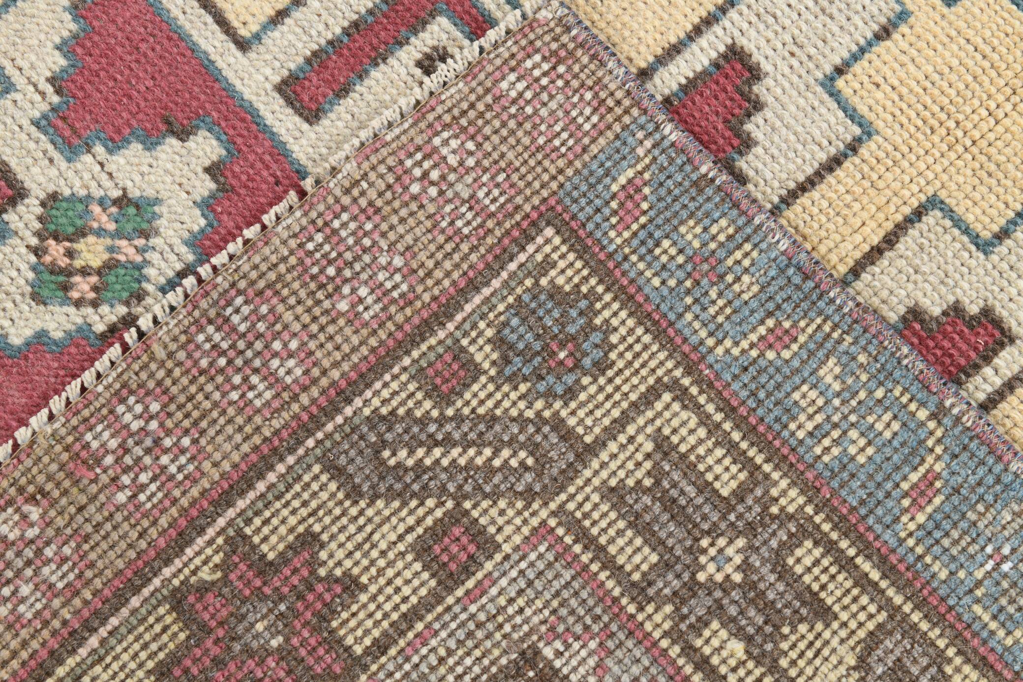 Light Yellow Red Modern Oushak Rug, 140x211Cm