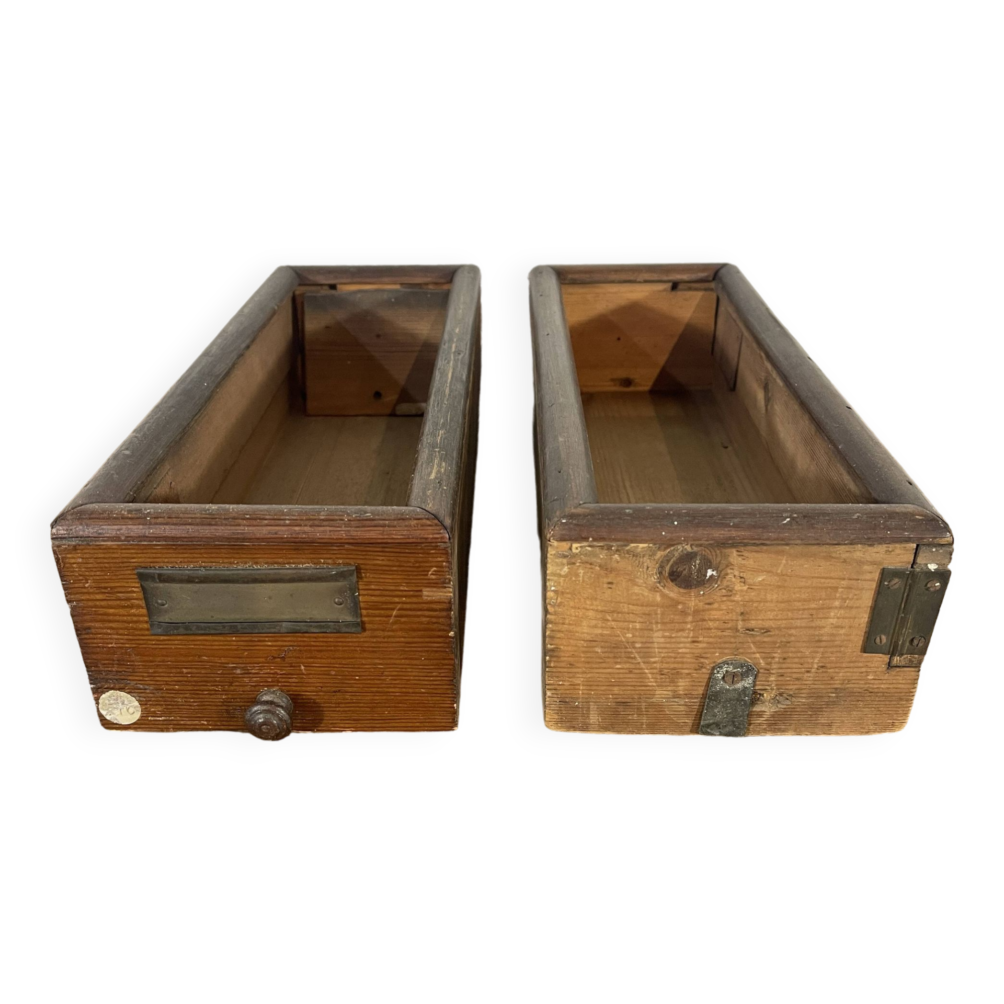 Set of 2 old wooden drawers