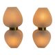 Pair of vintage wall lights from the 60s-70s in striped opaline glass and gilded brass.