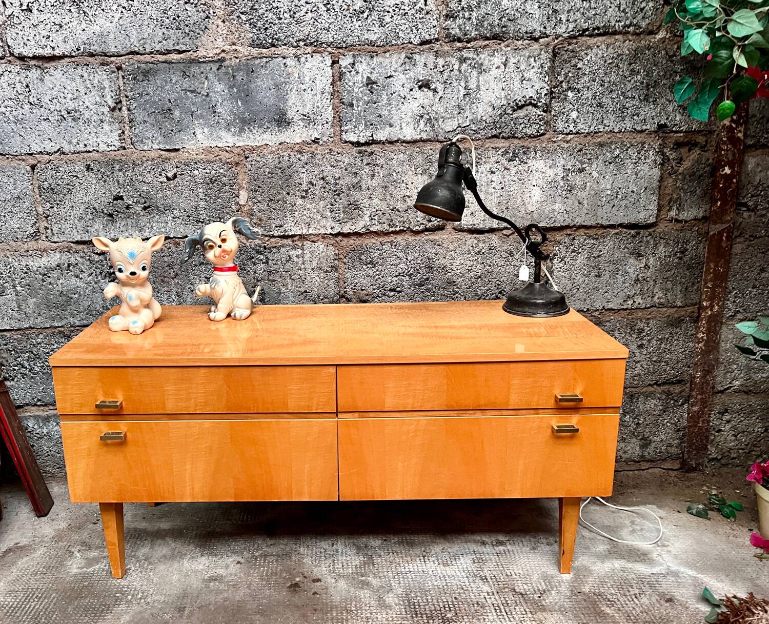 Light wood row TV unit