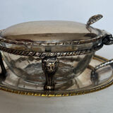 Glass and silver-plated sugar bowl