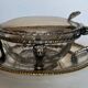 Glass and silver-plated sugar bowl