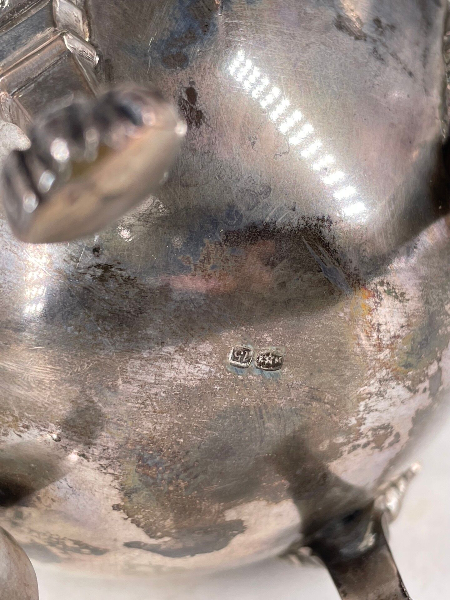 Empire style coffee and tea service in silver metal. Marked RM for Roux-Marquiand 20th century