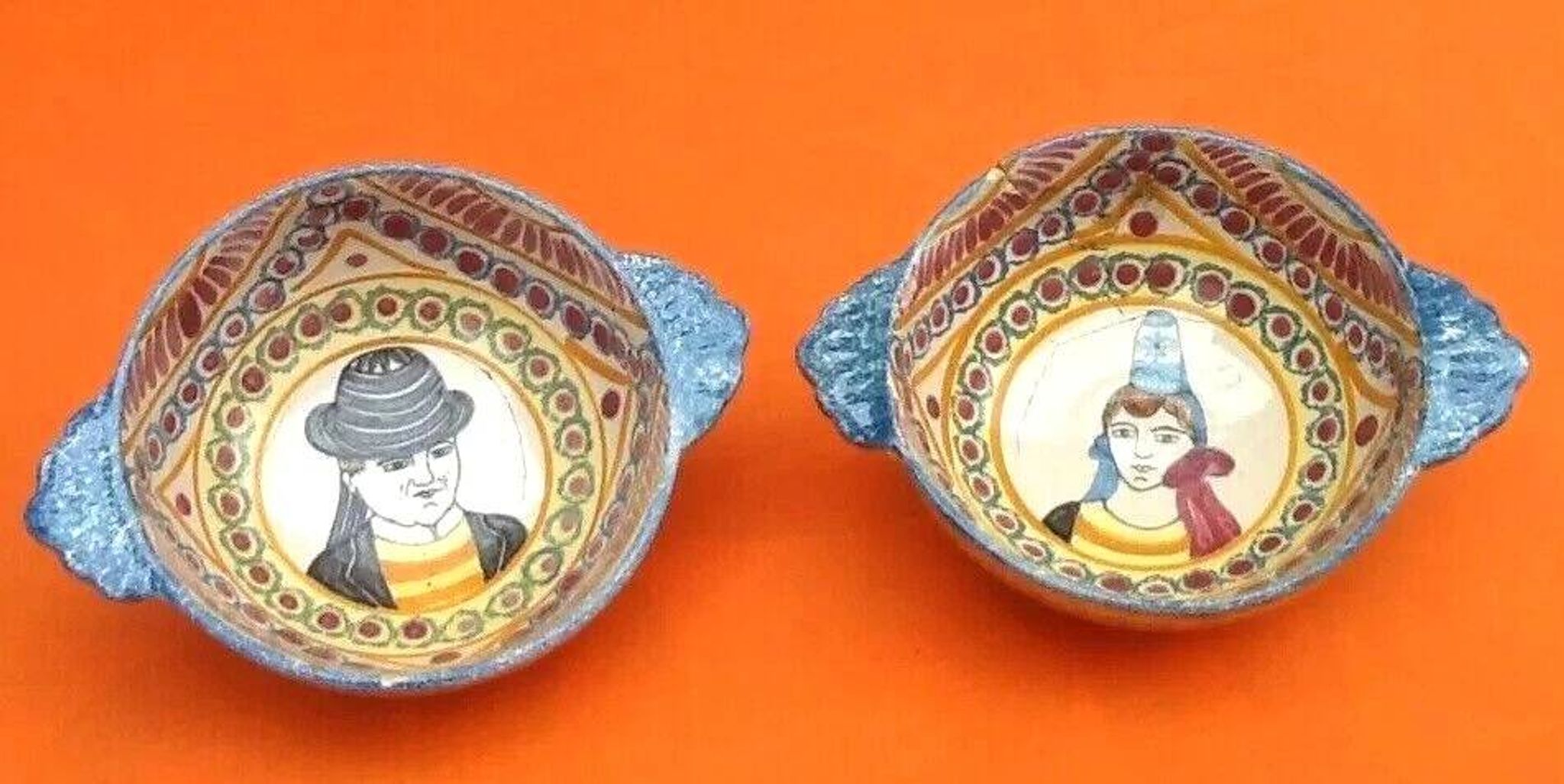 2 old ear bowls Faience from Quimper Henriot Quimper