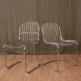 Series of 4 tubular steel chairs