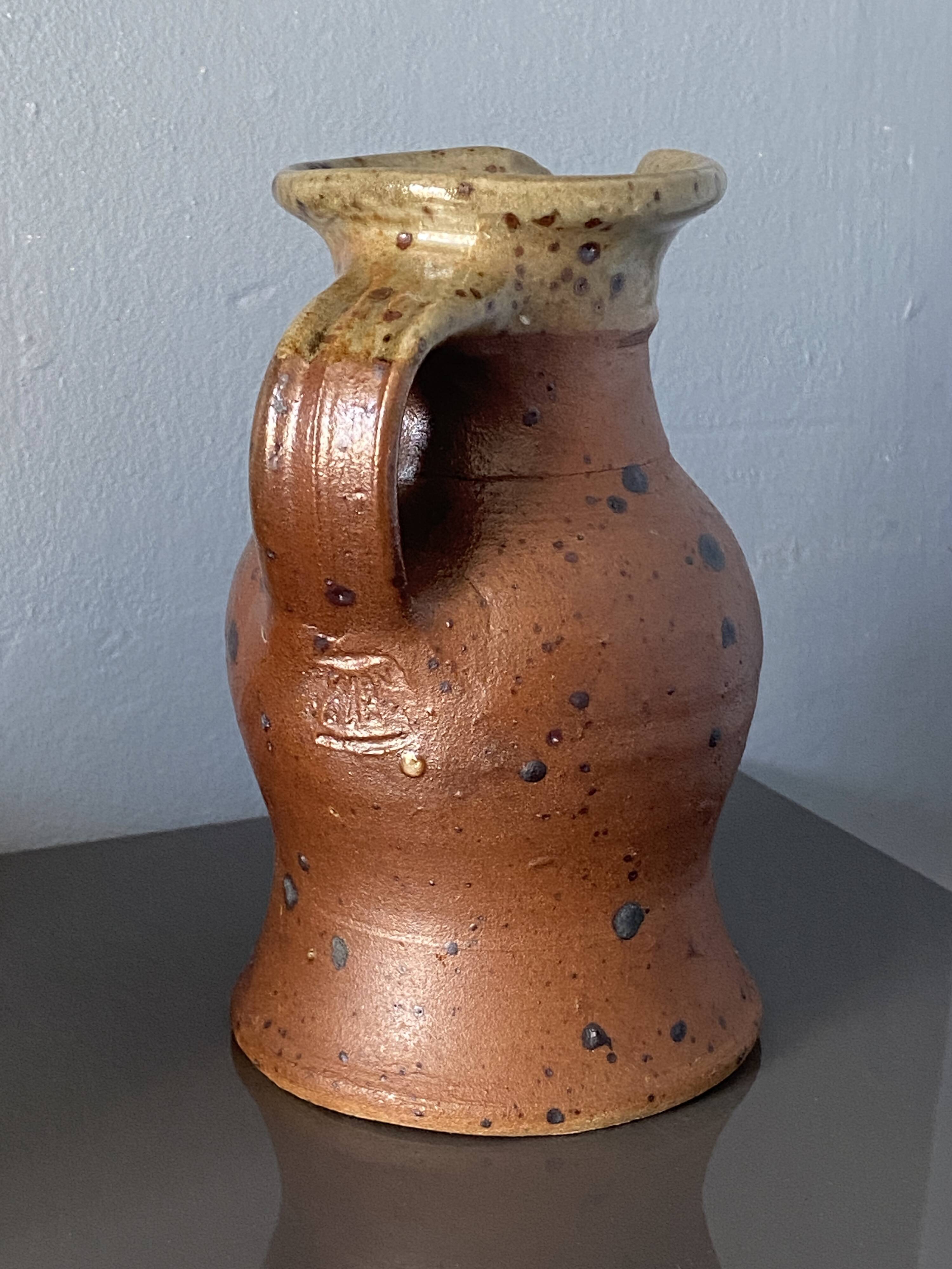 Pitcher / jug / vase in pyrite stoneware signed Pierre Digan La Borne 1960