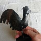 Poule ou coq en laiton sur support rond decoration