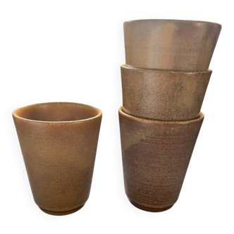 Set of 4 stoneware cups from Digoin, perfect for coffee, tea or com.