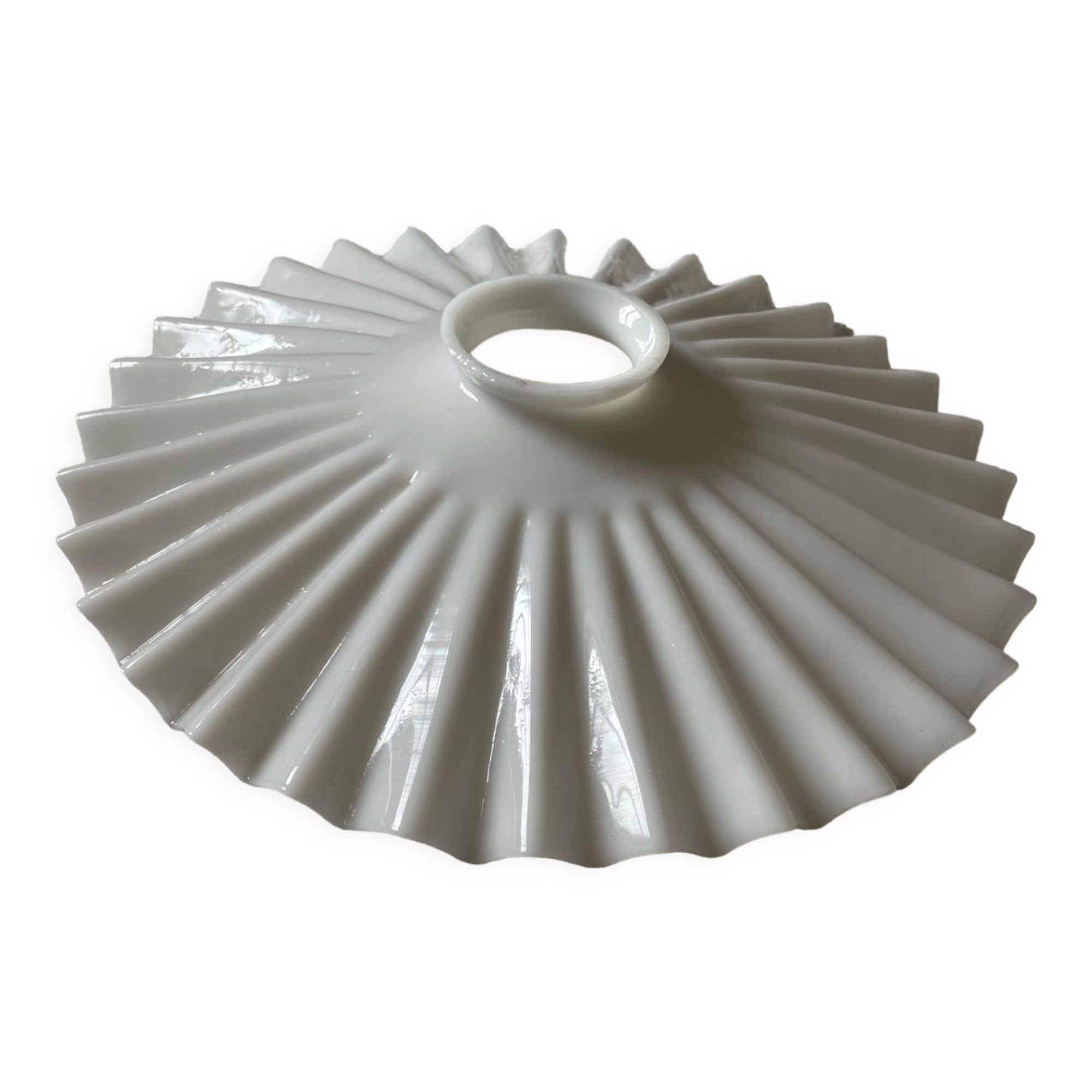 Vintage pleated opaline pendant lamp