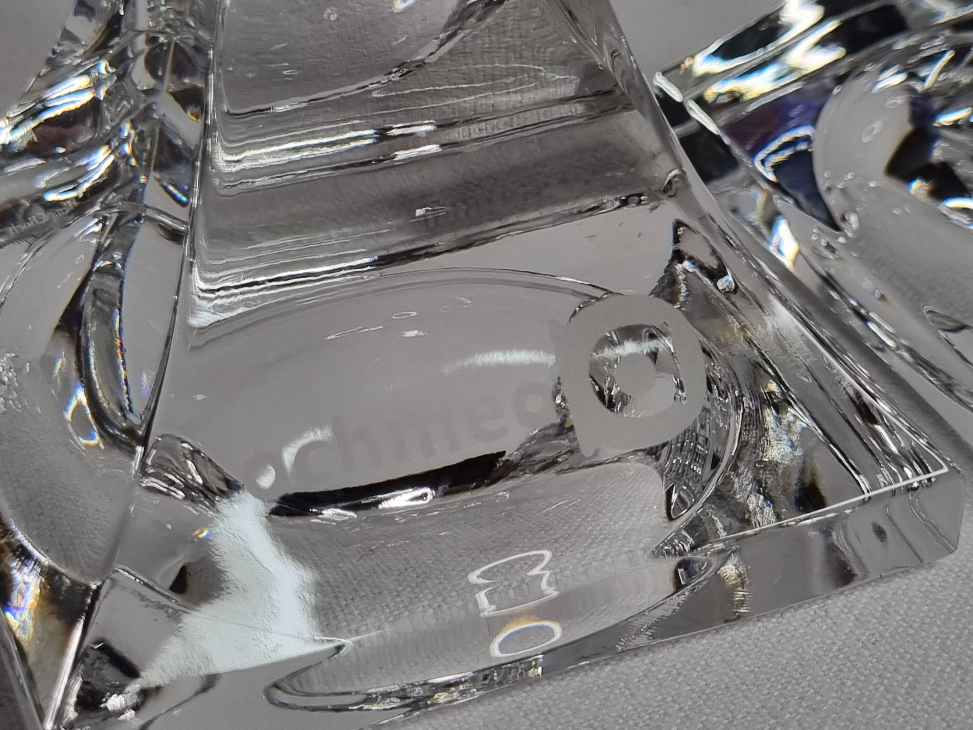 Set of 3 Villeroy & Boch Crystal Candle Holders - 11 cm, Engraved