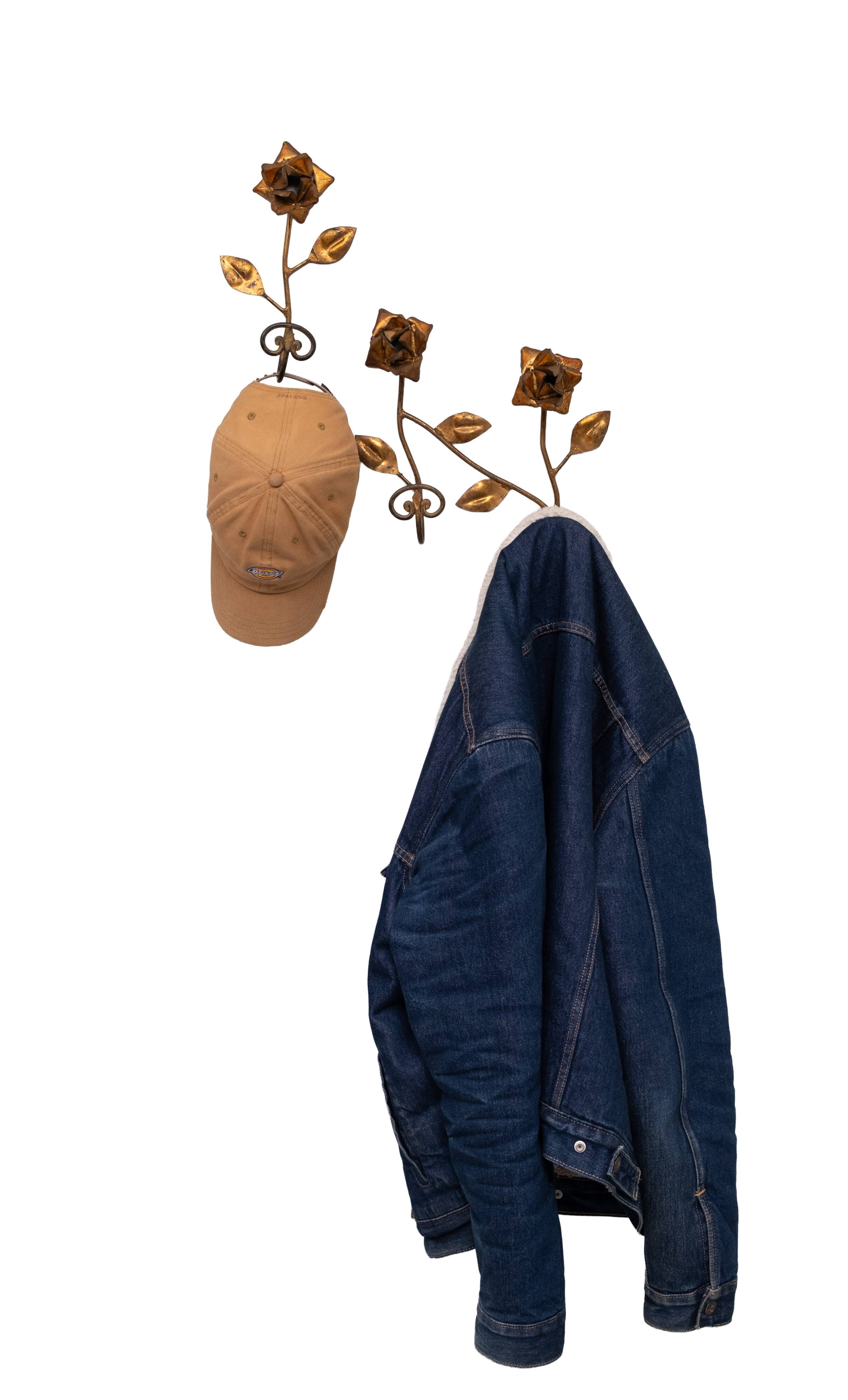 set Gilded Metal wall coat racks 1950s France