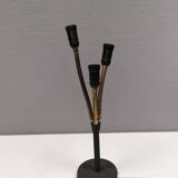 Ancienne lampe de table en fonte avec coude en laiton et 3 sources lumineuses