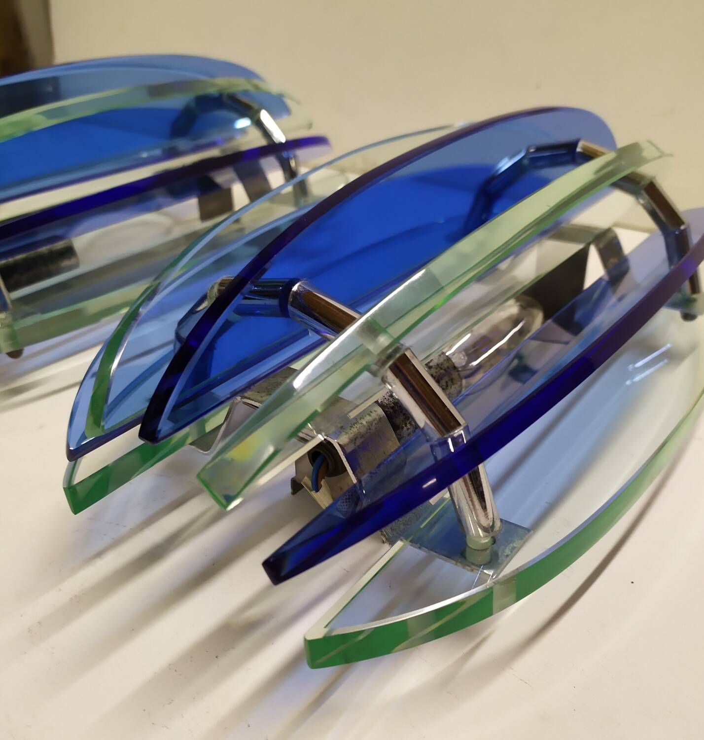 Two Veca wall lights, Italy, 1970s.