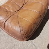 Vintage leather pouf