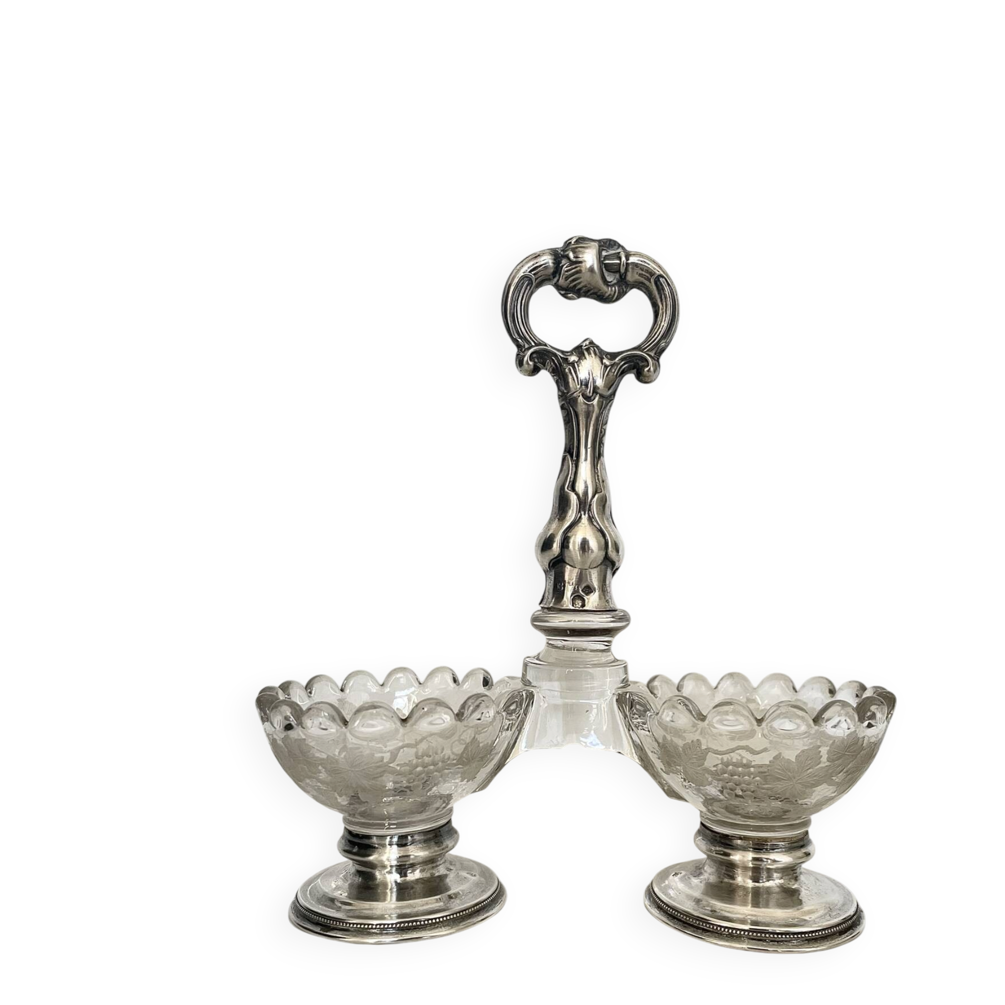 Saleron double argent massif, XIXe siècle, Napoléon III