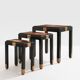 Set of three nesting tables with Asian decor, blackened wood, circa 1920.