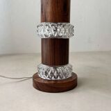 Vintage table lamp rosewood crystal glass 1960s Fagerlund