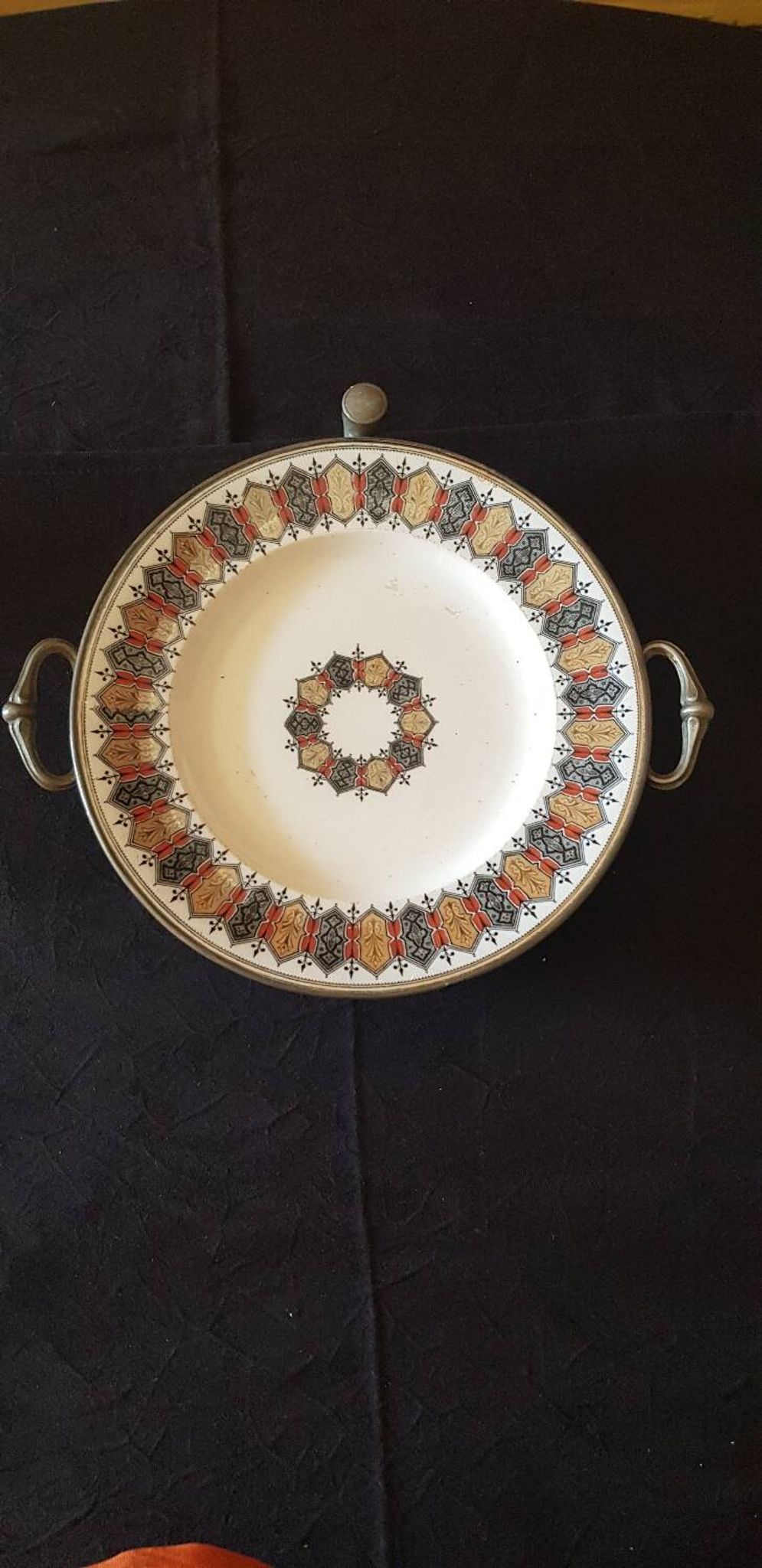 Heated plate. 19th century dish warmer.
