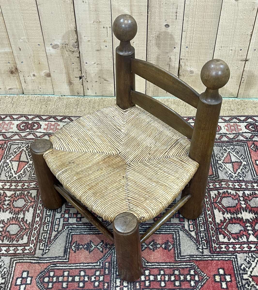 Low chair in elm and beech