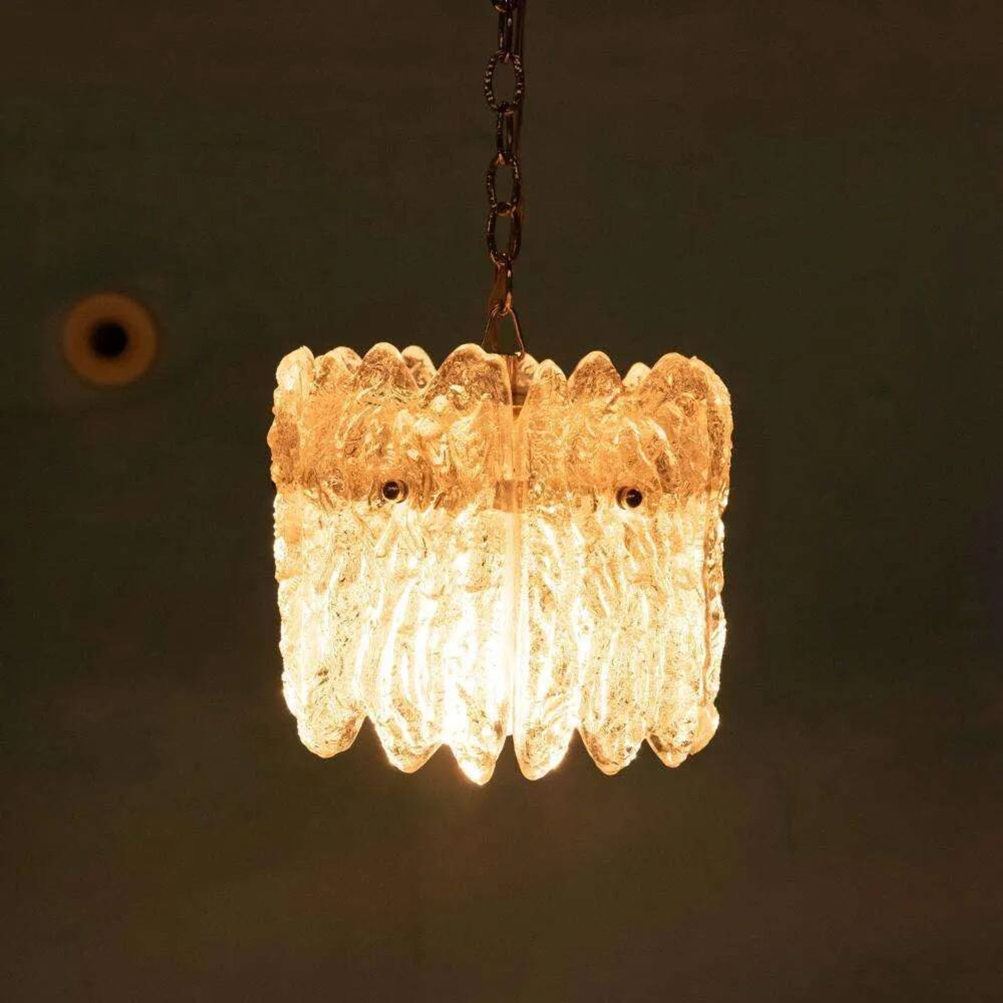 Orrefors Vintage Glass Suspension, Space Age lamp by Fagerlund