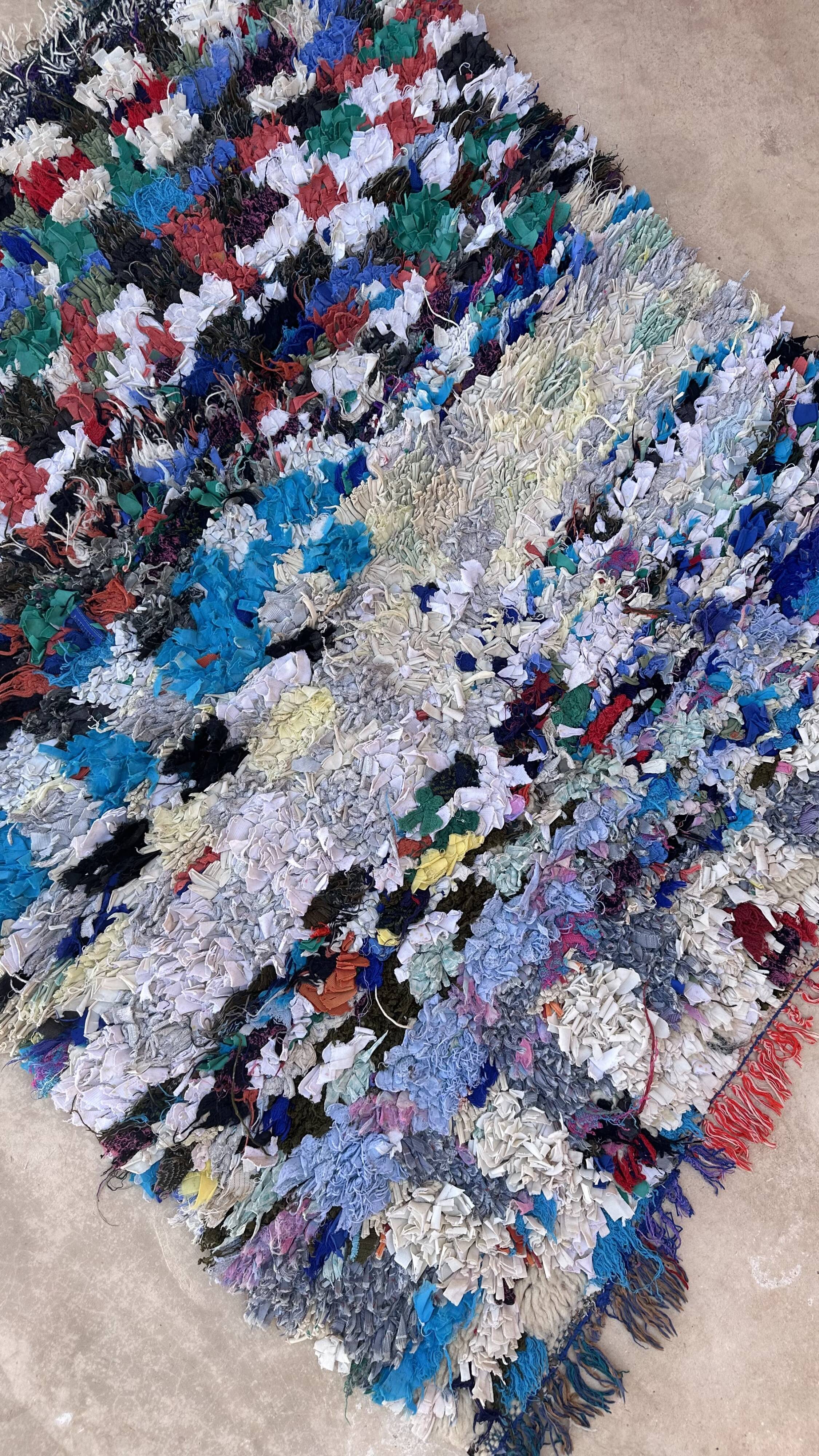 Tapis Marocain Boucherouite coloré - 110 x 121 cm