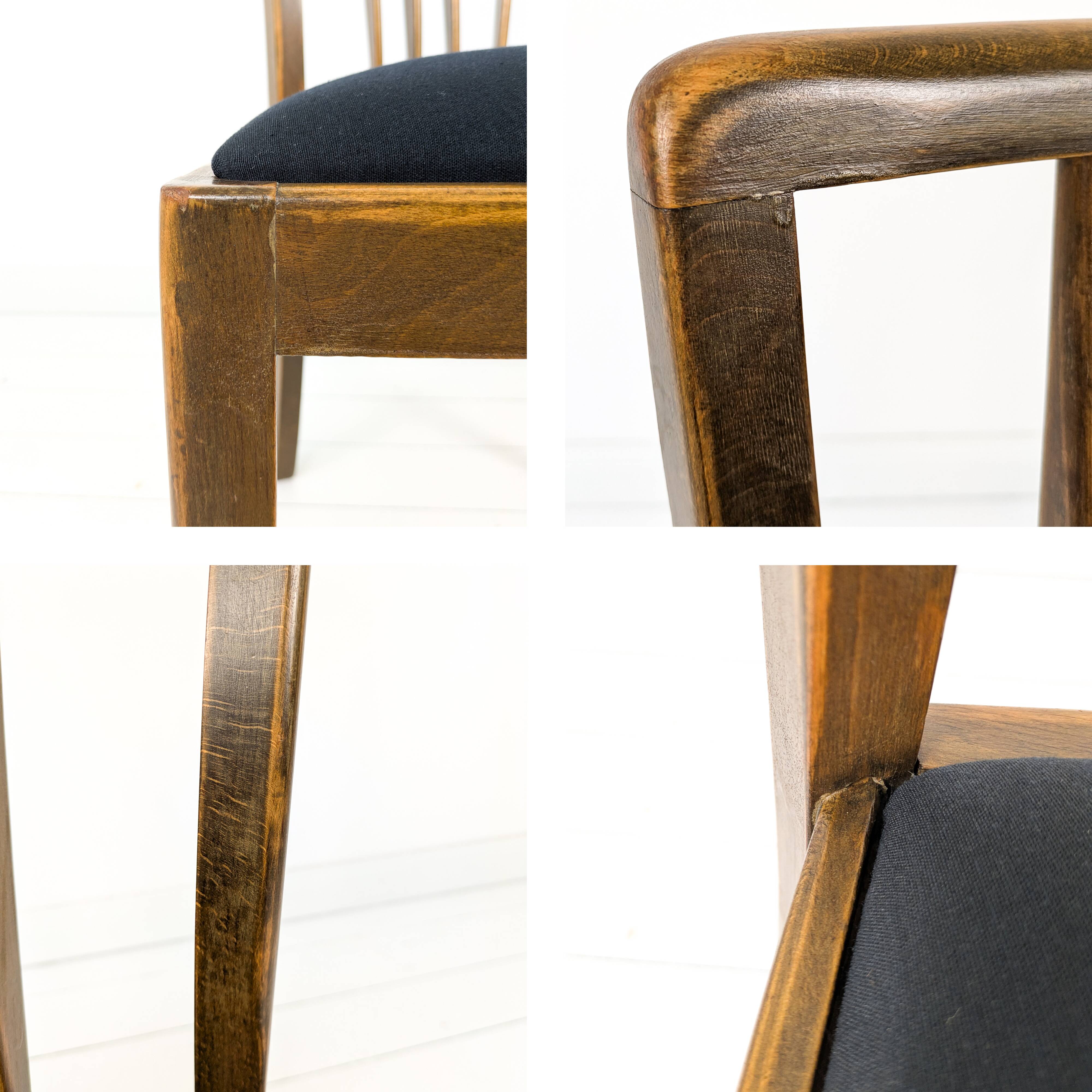 Lot de 2 chaises vintage Mid-Century dossier à barreaux bois massif design