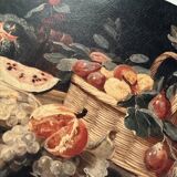 Small still life painting on a black background.