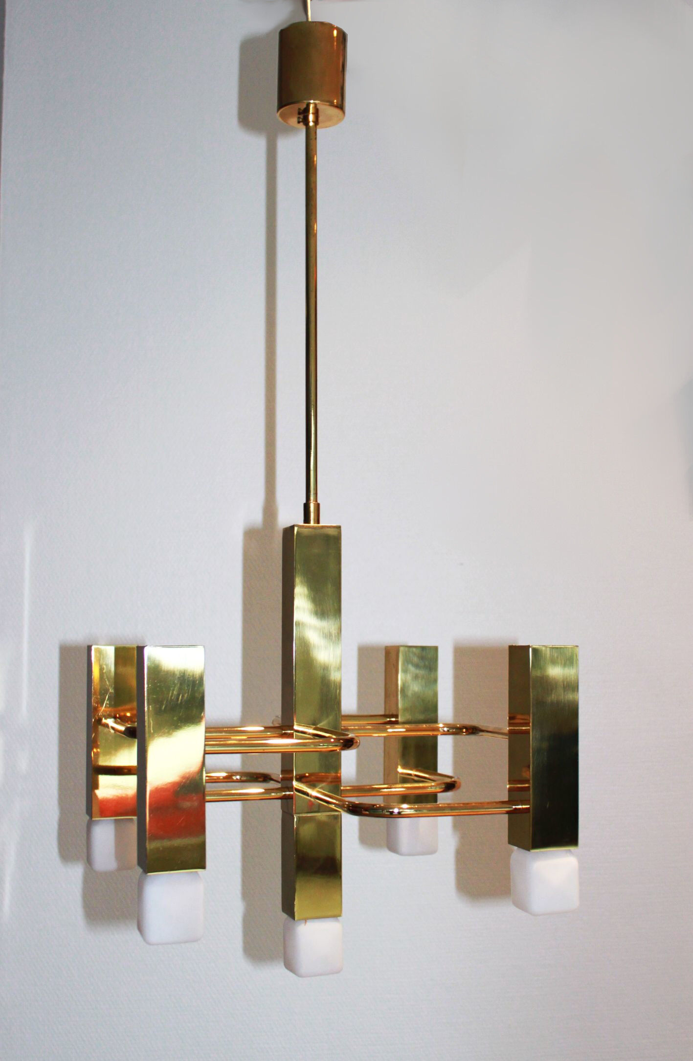 Sciolari chandelier, 5 square lights, 1970