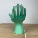 Green ceramic hand lamp and glass globe