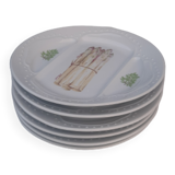 6 assiettes à asperges en porcelaine signé L'Hirondelle