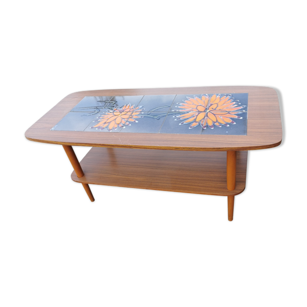 Table basse teck et carrelage Dhalia