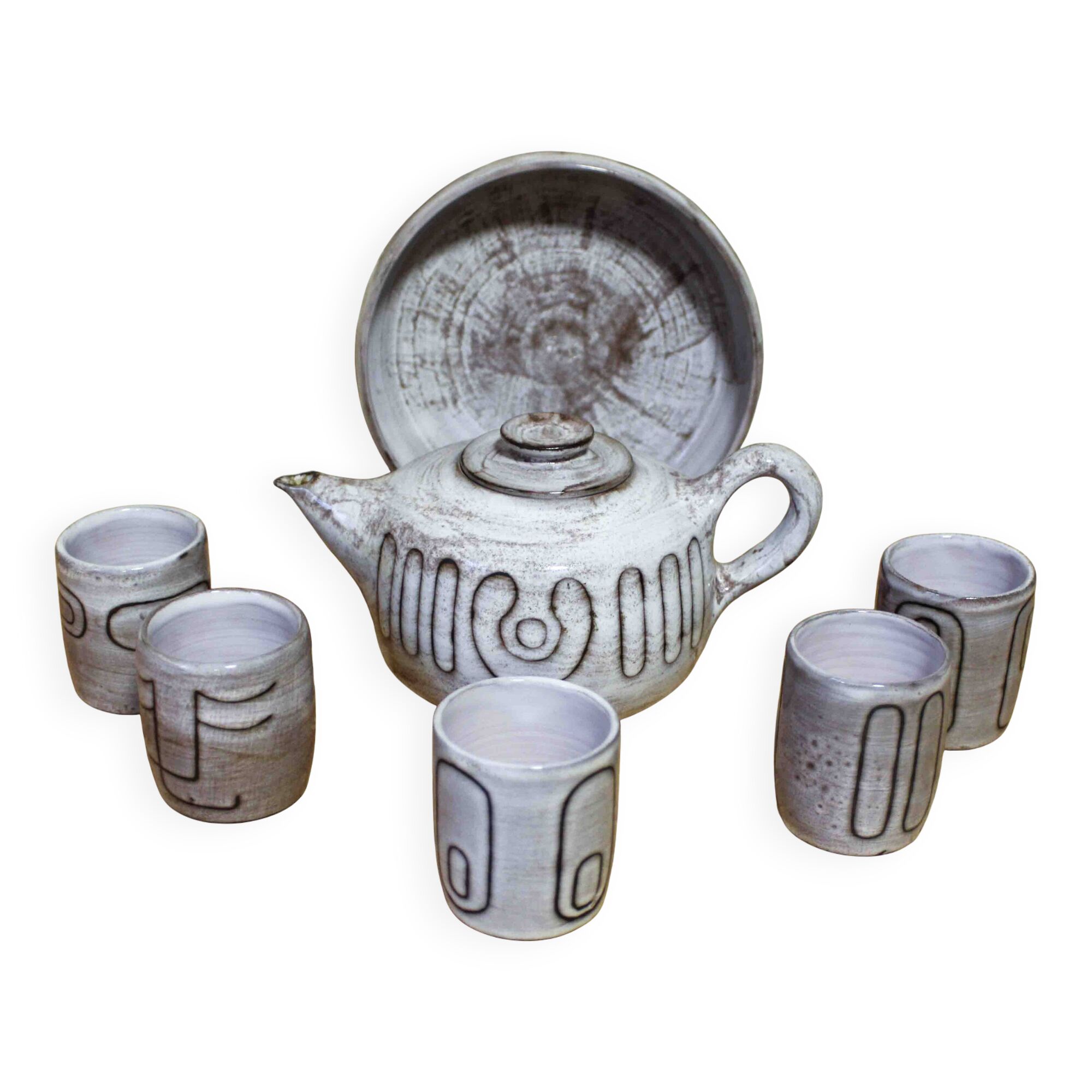 Enamelled ceramic tea set