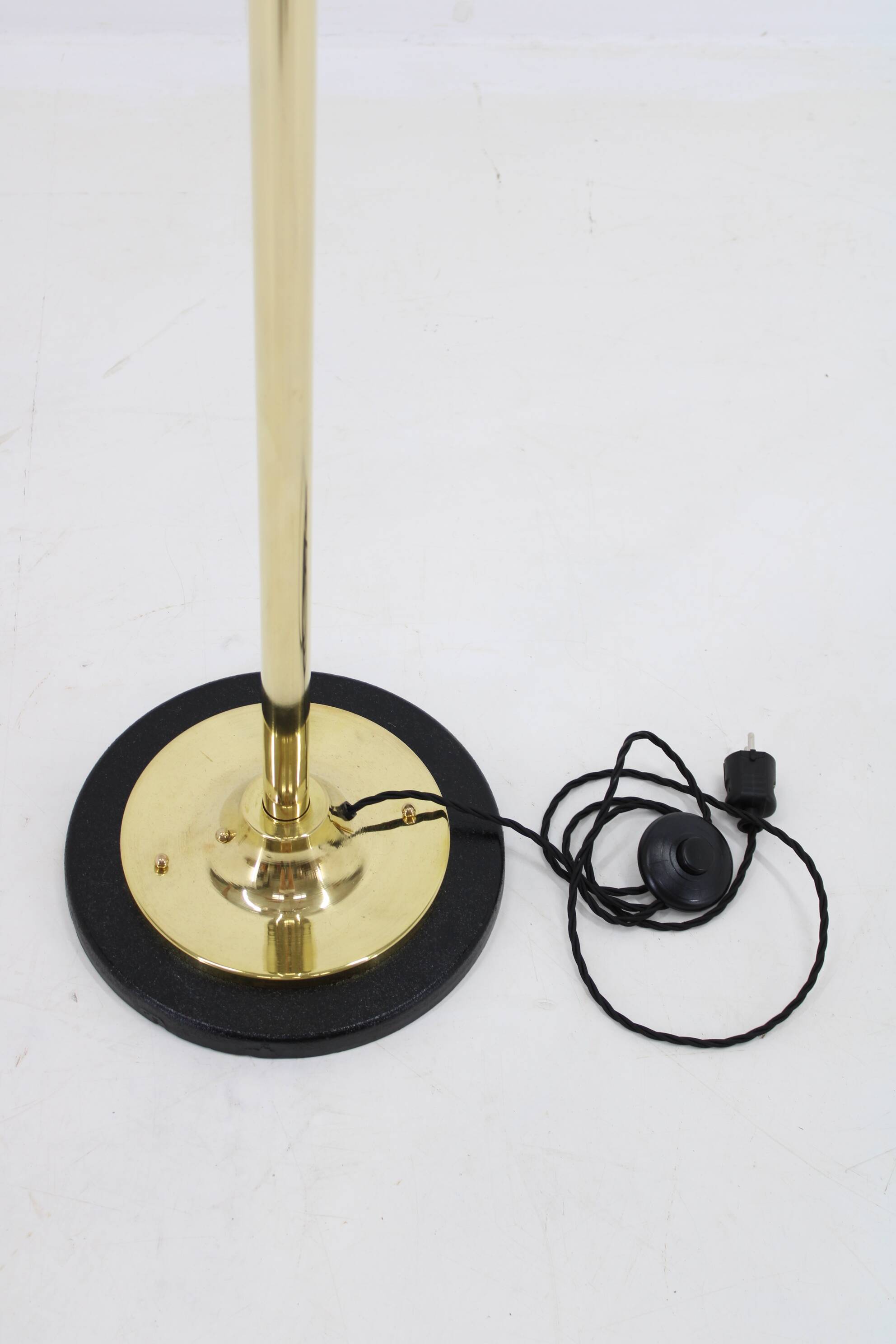 1980s Brass and Glass Floor Lamp, Restored