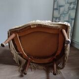 Beige velvet toad armchair