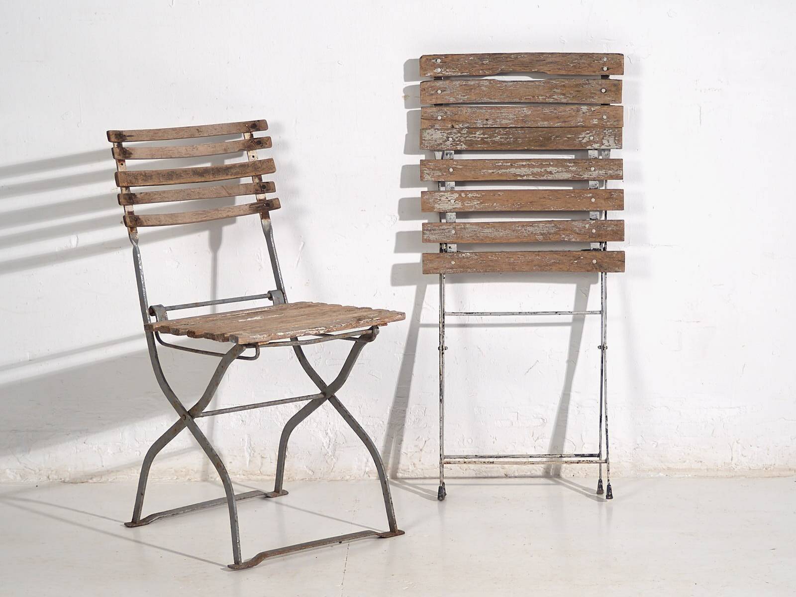 Antique folding garden chairs (c.1920). Set of 2 pieces no. 2