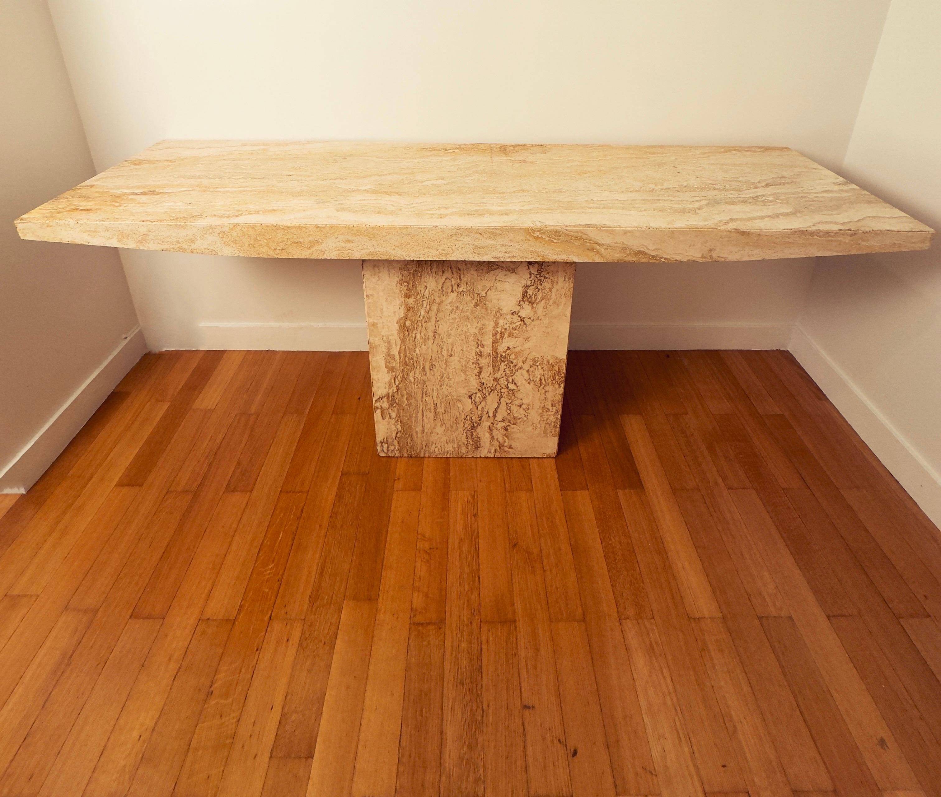 Italian Console Table, Travertine, Mid-Century Modern, 1970s Design