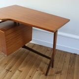 Scandinavian teak boomerang desk and its chair 1960